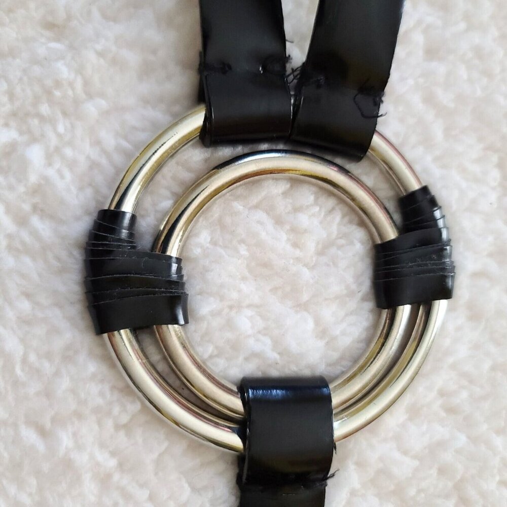 Vintage Sandy Duftler Designs Genuine Leather Belt Black Size Medium Made in USA - Picture 9 of 15